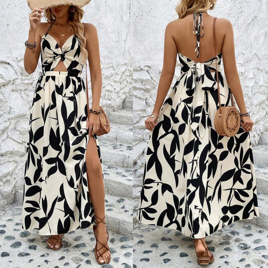 Women's Elegant Sexy Floral Print Halter Dress