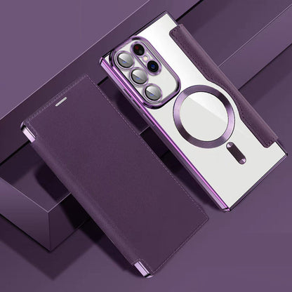 [1]🔥Dagens lägsta pris]Nya textured flip läder telefon fall för Samsung