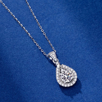 Sterling Silver Moissanite Drop Necklace